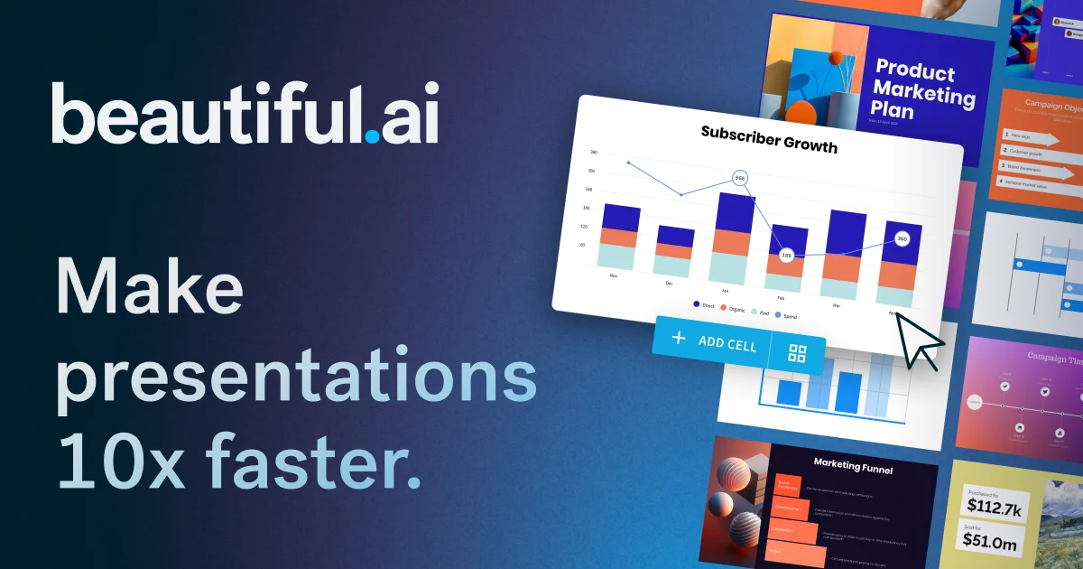 Beautiful.ai smart slide technology automatically adjusts layouts as you add content