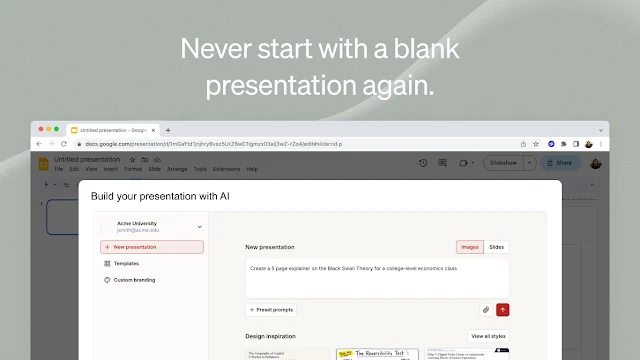 Step 2 — Enter your presentation topic into the Plus AI prompt interface