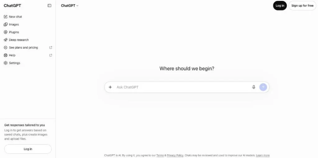 ChatGPT interface showing AI writing capabilities for bloggers