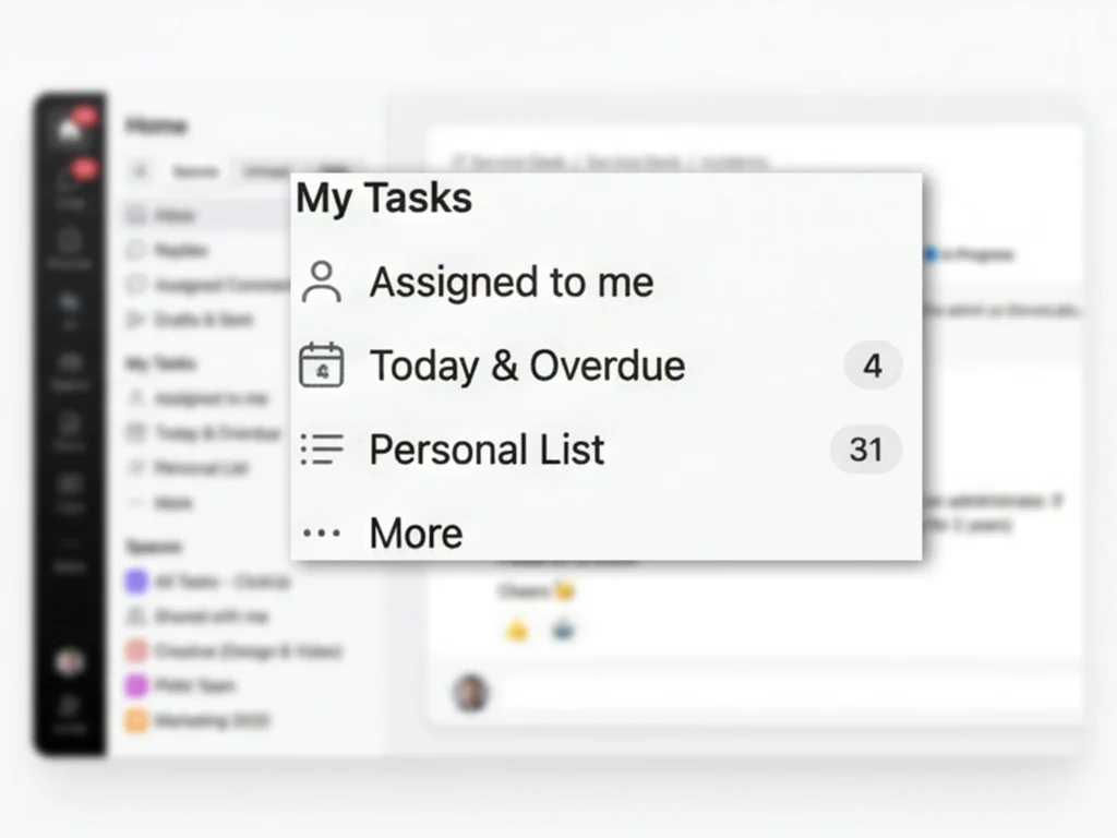 ClickUp My Tasks view showing prioritized tasks across multiple projects for a remote worker