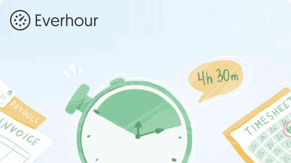 Everhour time tracking interface showing project budgets and billing