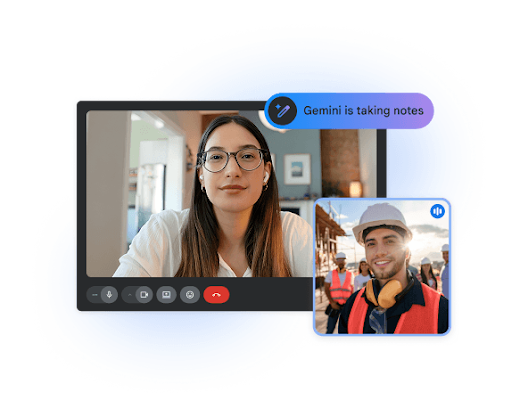 Google Meet video conferencing interface showing meeting participants
