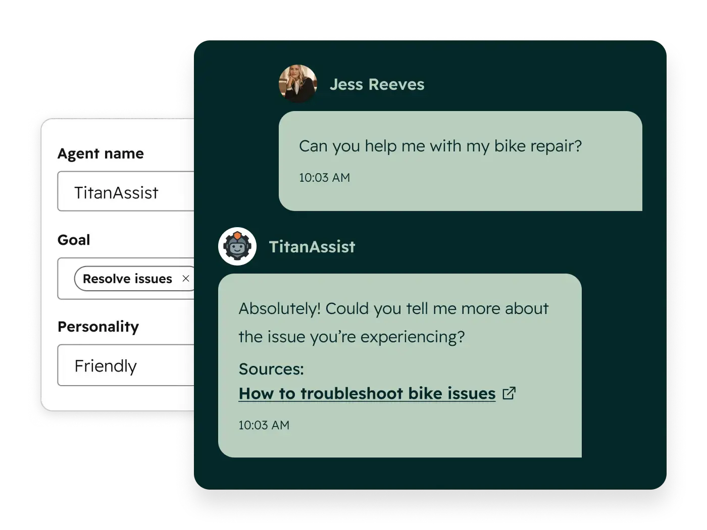 HubSpot Service Hub agent view showing customer conversation history and support ticket context
