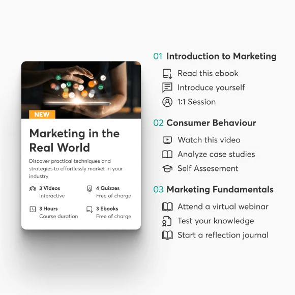 LearnWorlds interactive video course builder with embedded questions and interactive elements