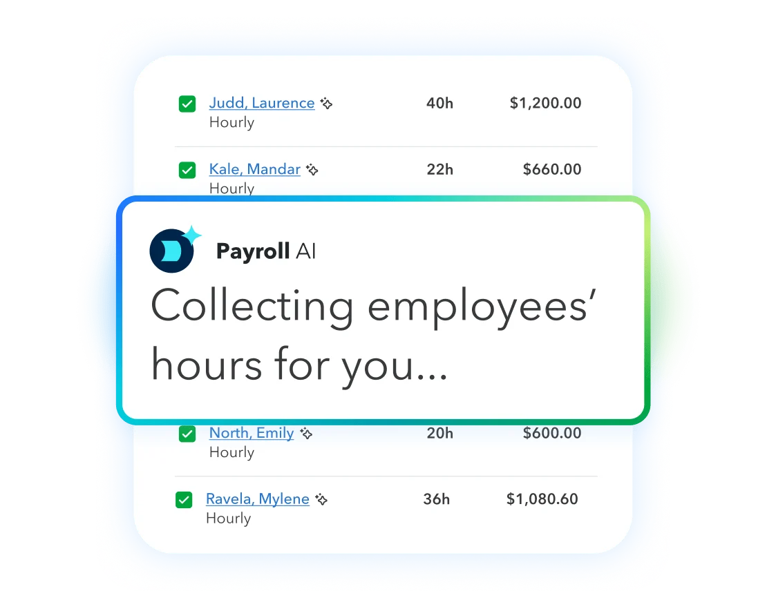 QuickBooks Payroll AI agent completing automated payroll processing task