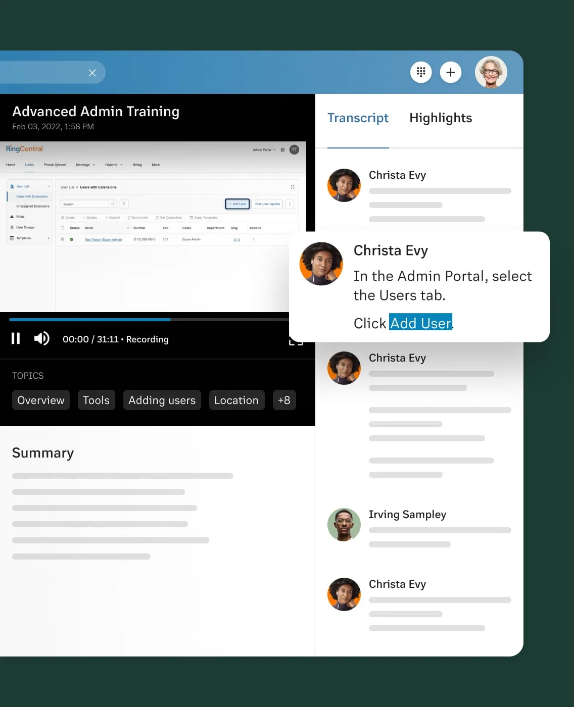 RingCentral Video advanced meeting insights and analytics dashboard