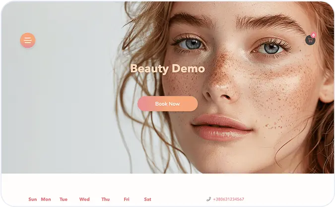 SimplyBook.me booking page demo showing service categories and appointment time selection