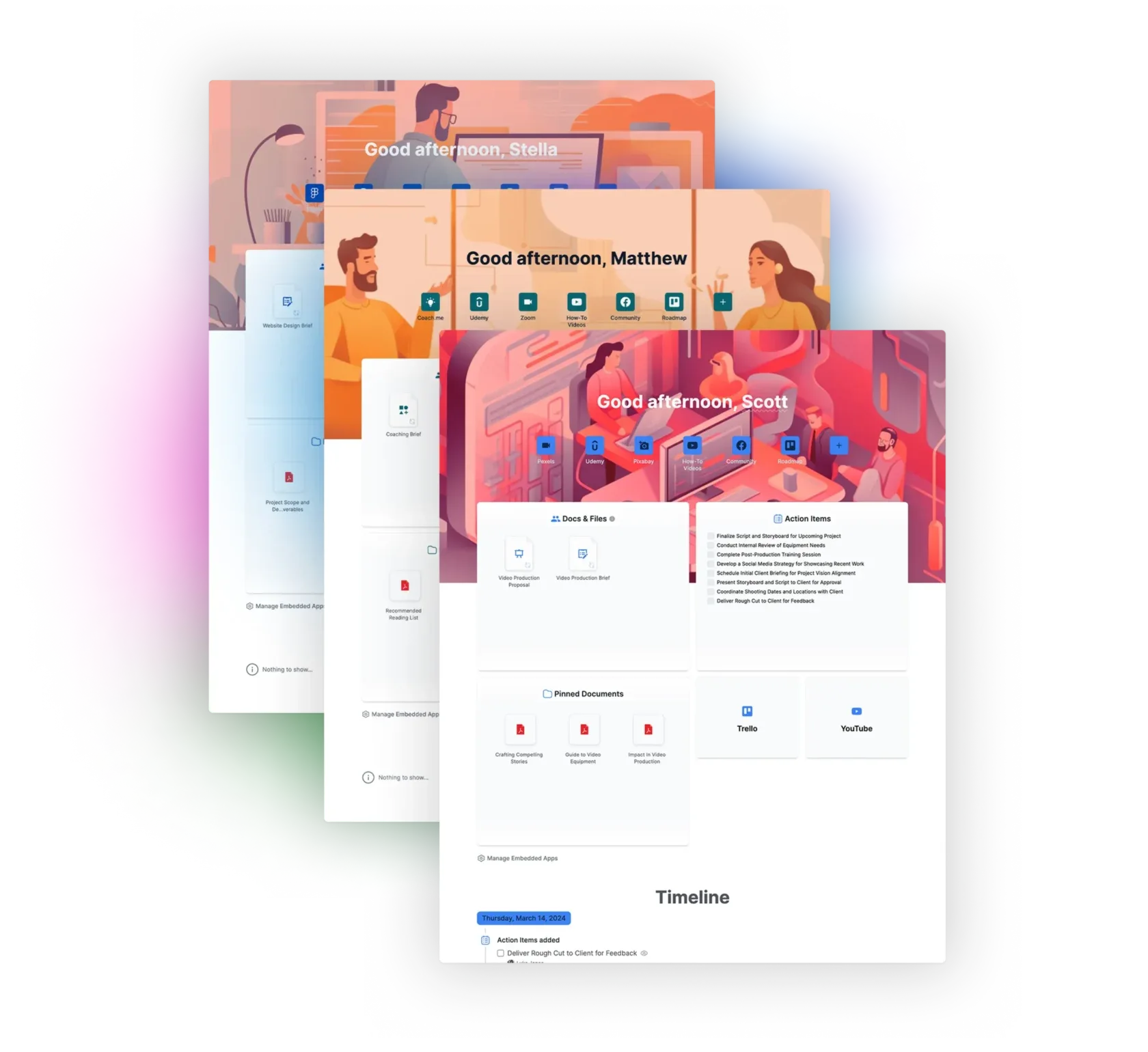 SuperOkay client portal dashboard showing project workspace for agencies