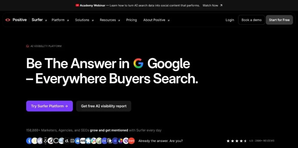 Surfer SEO content editor showing real-time SEO scoring for blog posts
